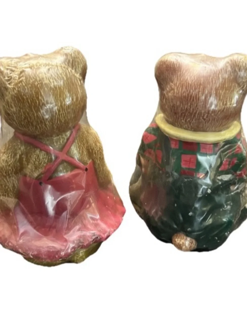 Vintage Teddy Bear Figural Candles Set Country Holiday Christmas Decor New